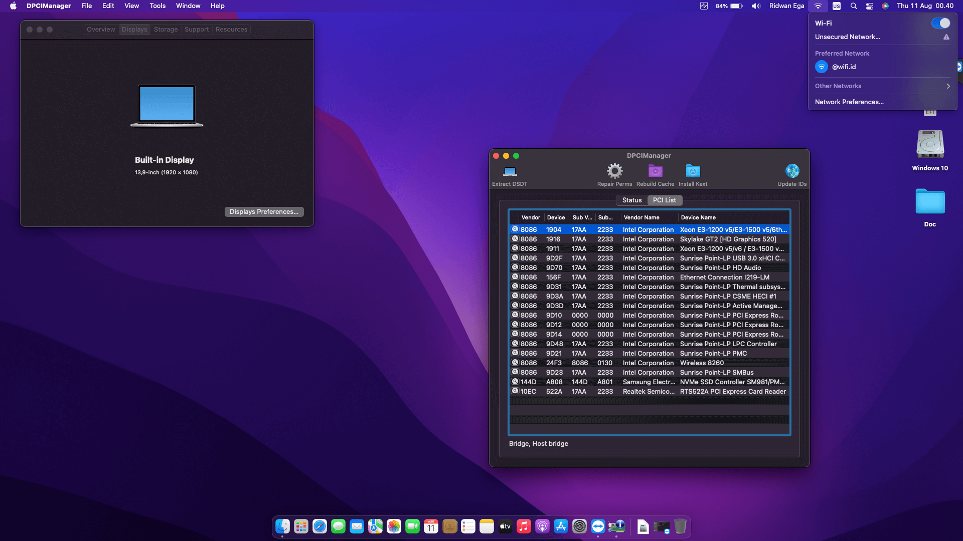 Lenovo Thinkpad T460S 2nd [SkyLake   Intel HD 520 + PS2 SMBUS]   OpenCore 2